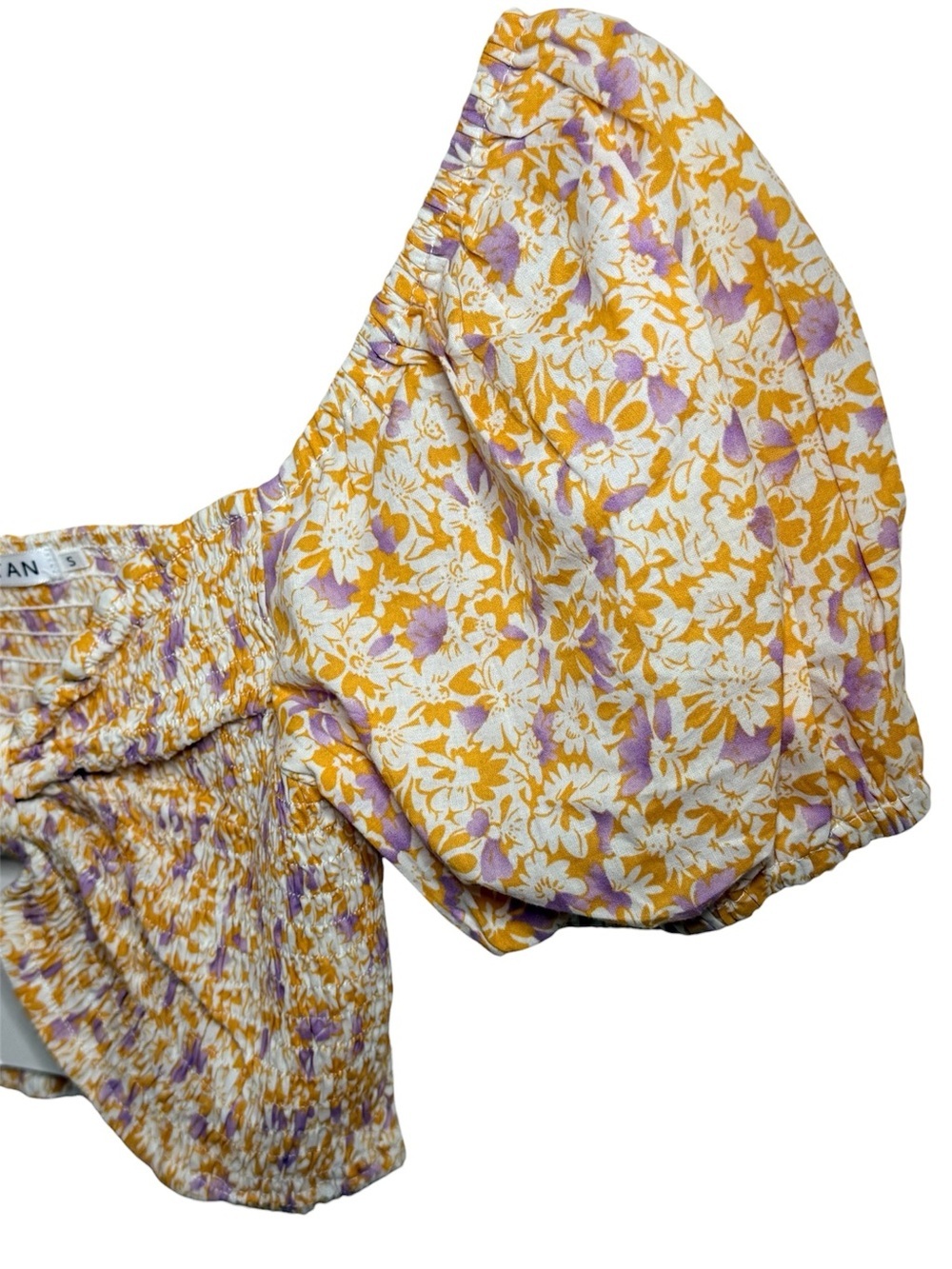 KESTAN Amelie Floral Smocked Puff Sleeve Crop Top NWT Small - Picture 10 of 10